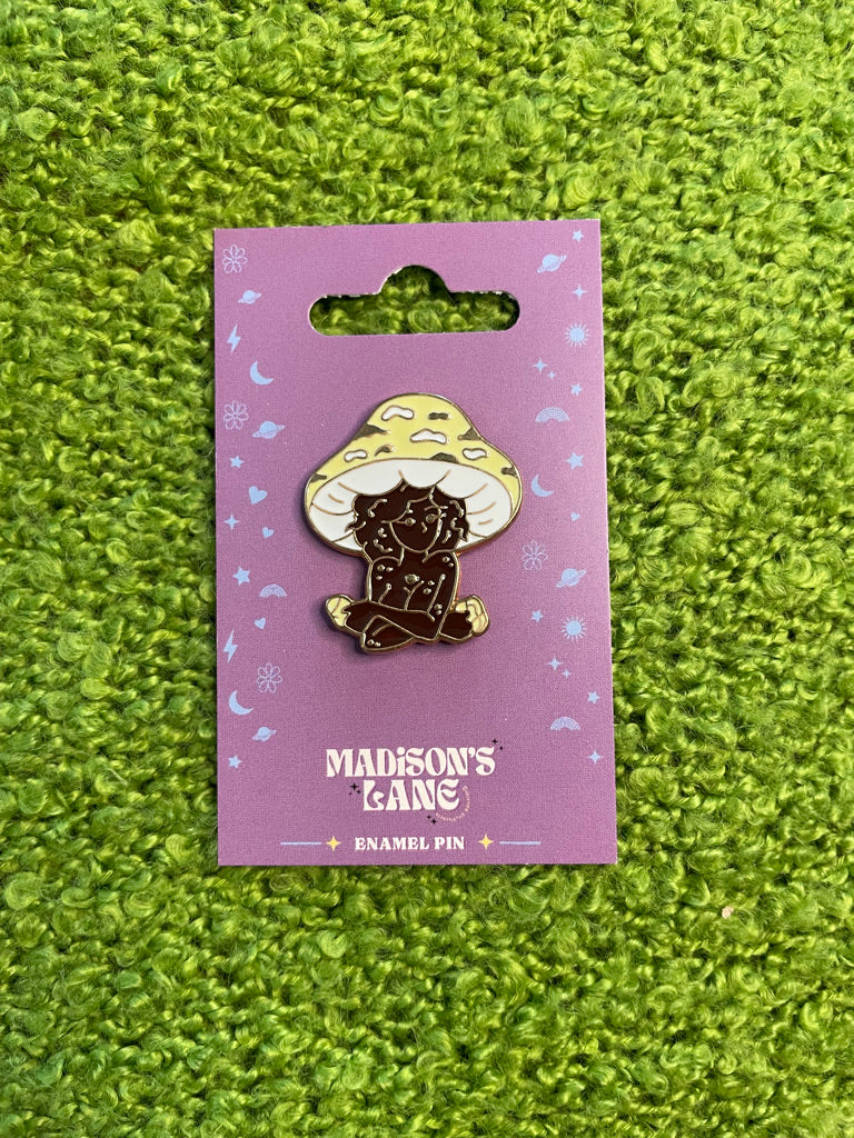Yellow Mushroom Girl Enamel Pin