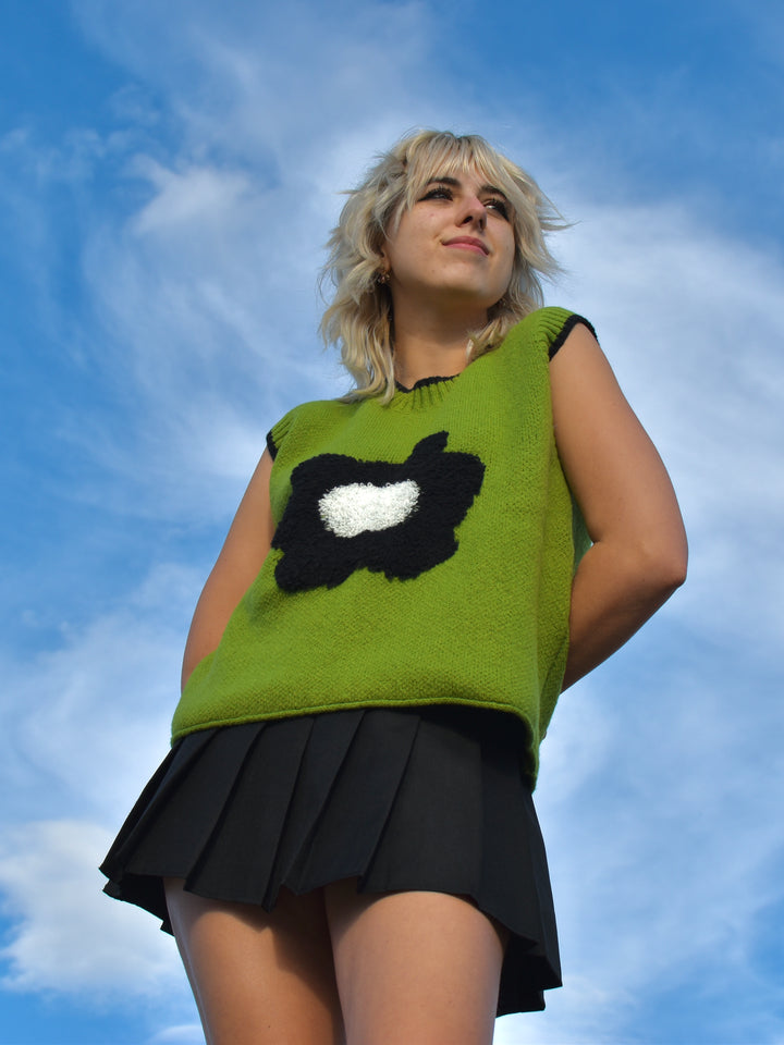 Daisy Design Sweater Vest - Green