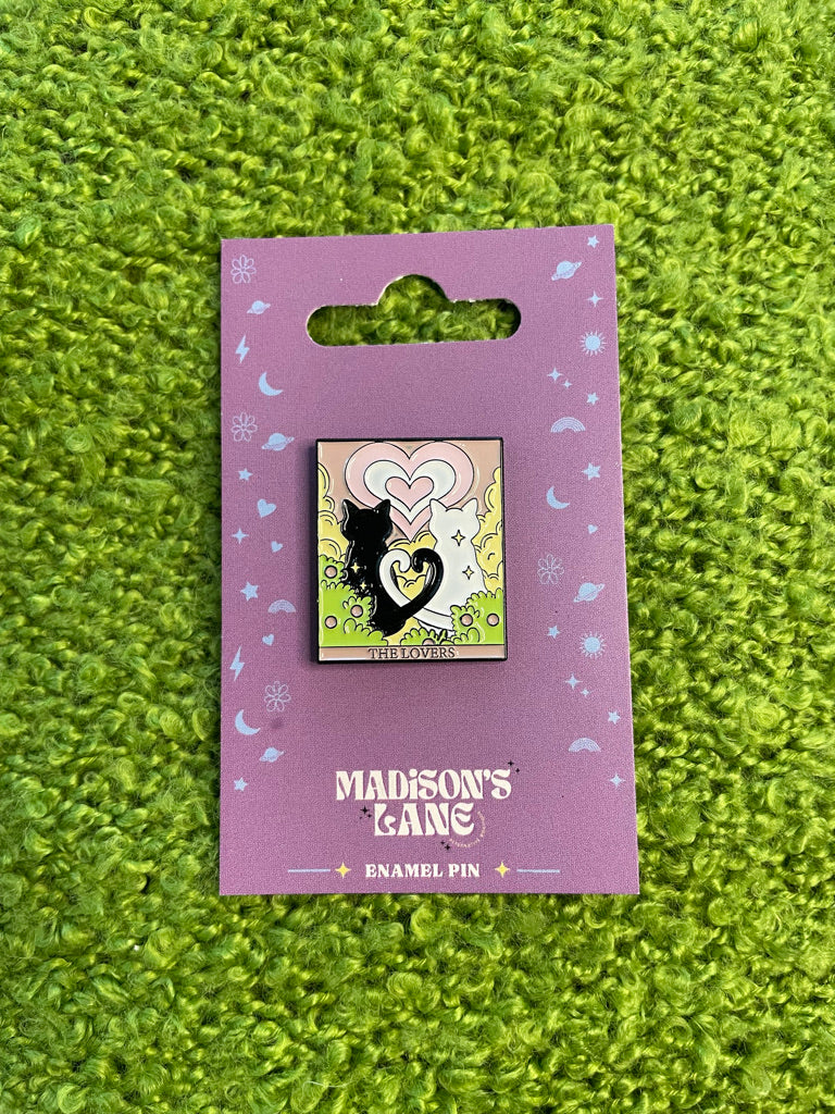 The Lovers Cat Tarot Card Enamel Pin