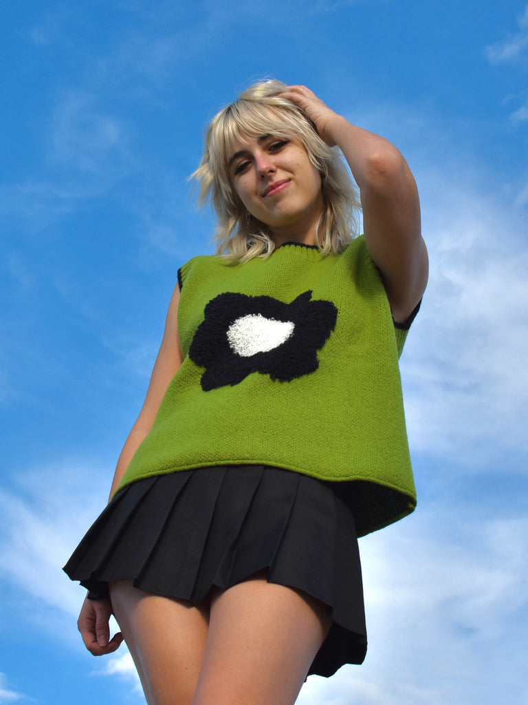Daisy Design Sweater Vest - Green
