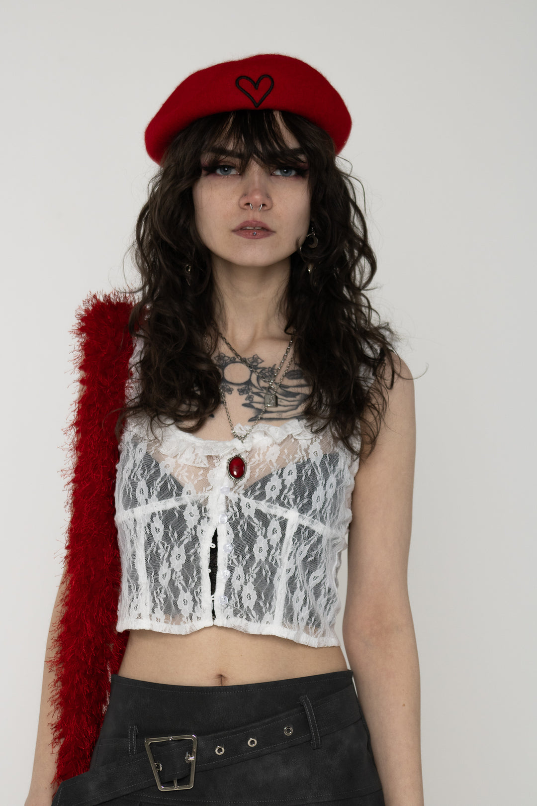 Sweetheart Red Wool Beret Hat