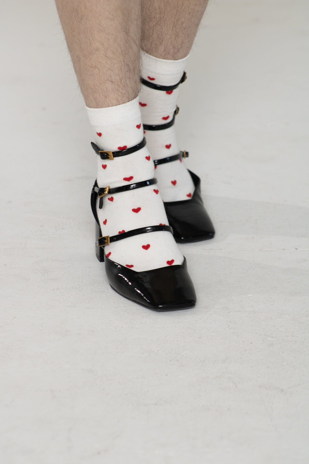 Red Heart Print Crew Socks