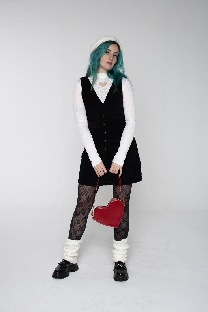 Patent Leather Red Heart Shoulder Bag