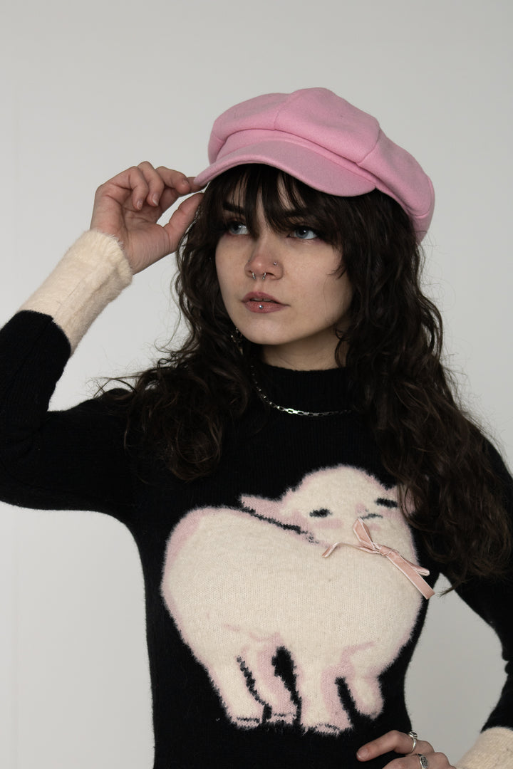 Pink Cabbie Newsboy Hat