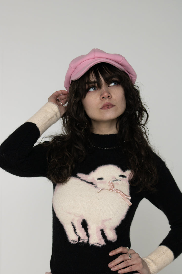 Pink Cabbie Newsboy Hat