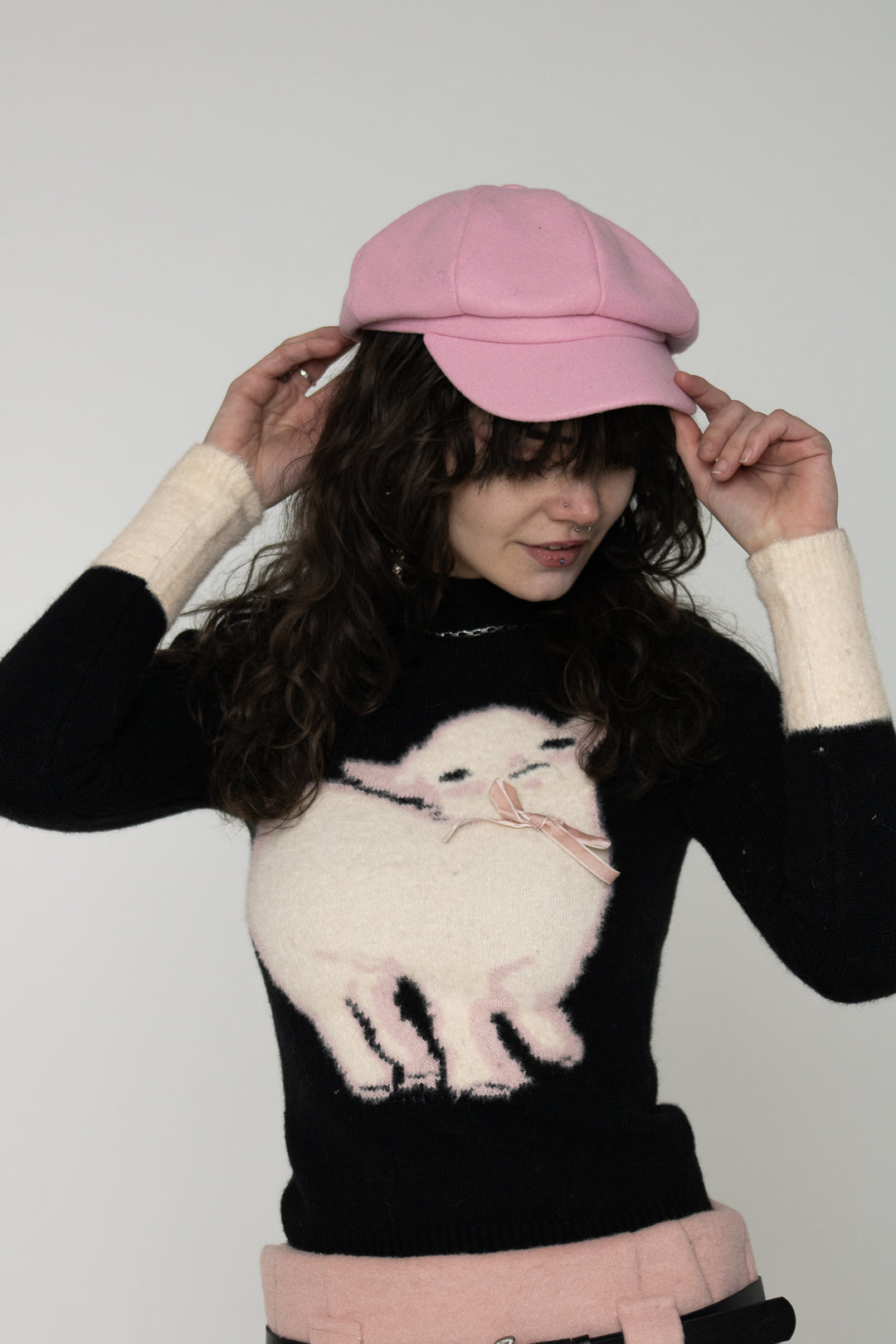 Pink Cabbie Newsboy Hat