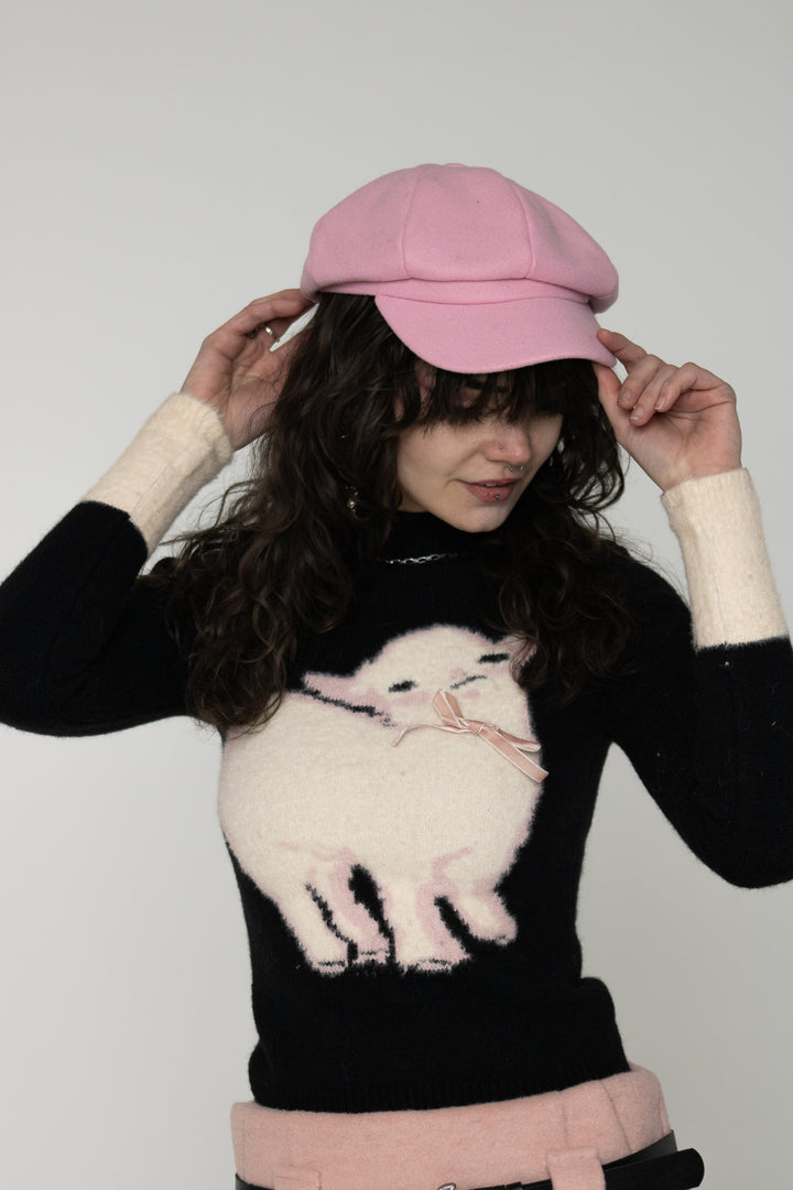 Pink Cabbie Newsboy Hat