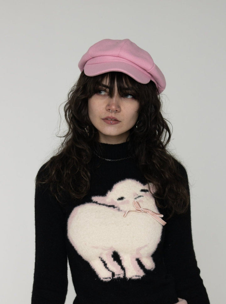 Pink Cabbie Newsboy Hat