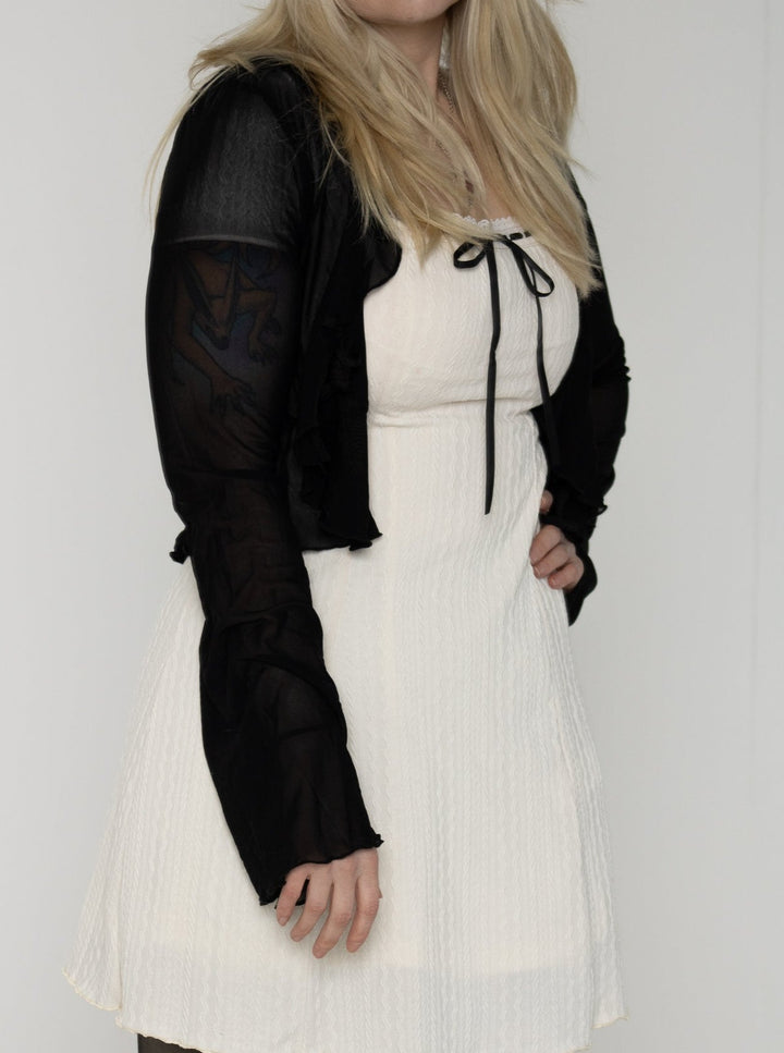 Love Witch Sheer Lace Cardigan Top - Black