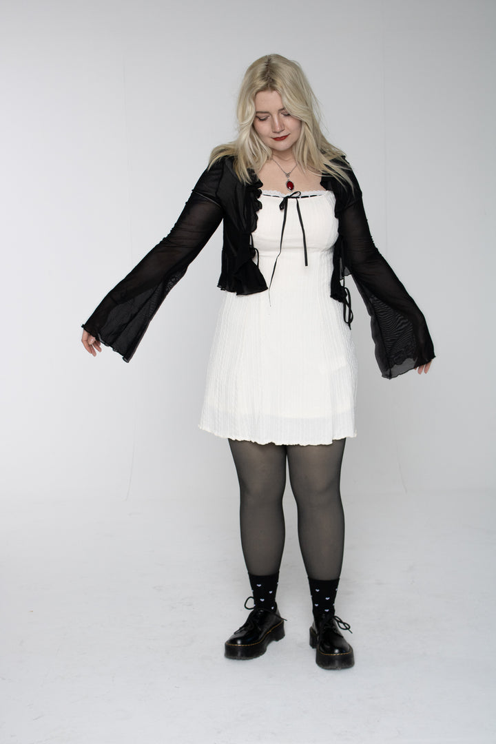 Love Witch Sheer Lace Cardigan Top - Black