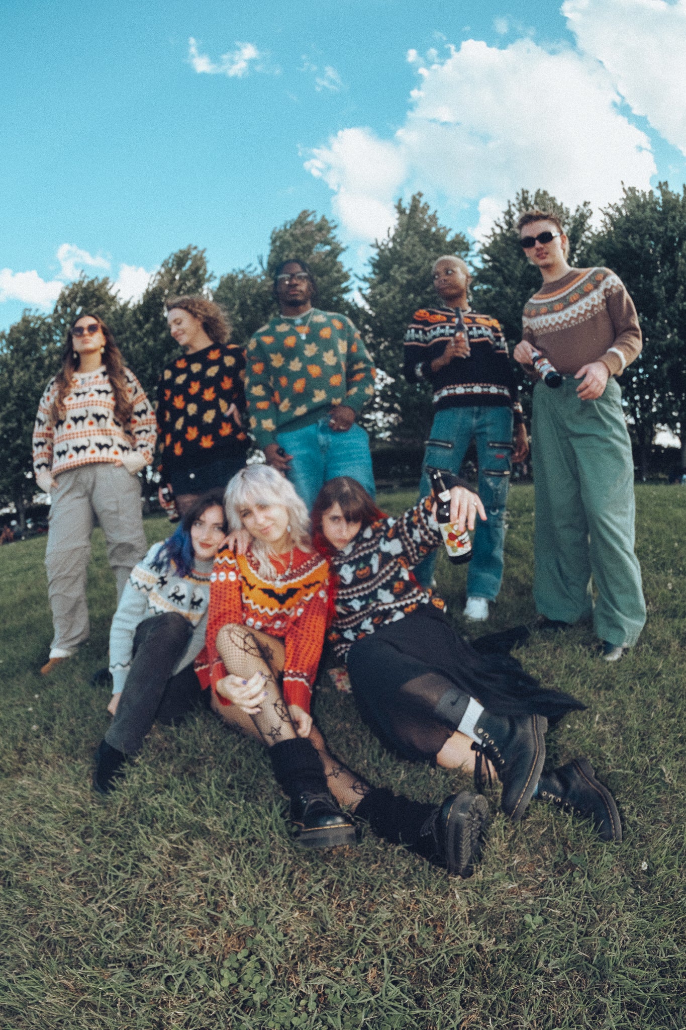 Vintage Inspired Black Cat Geo Print Grey Sweater – MADISON'S LANE