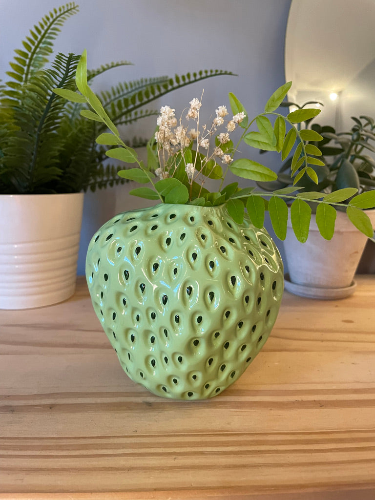Green Strawberry Planter Vase