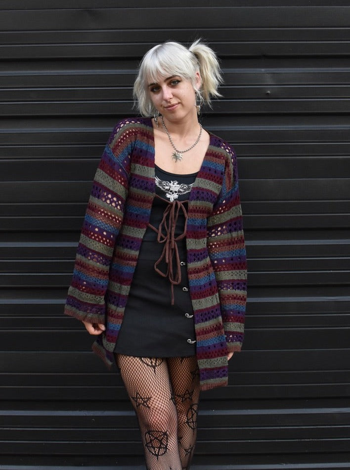 Faye Striped Double Front Tie Cardigan