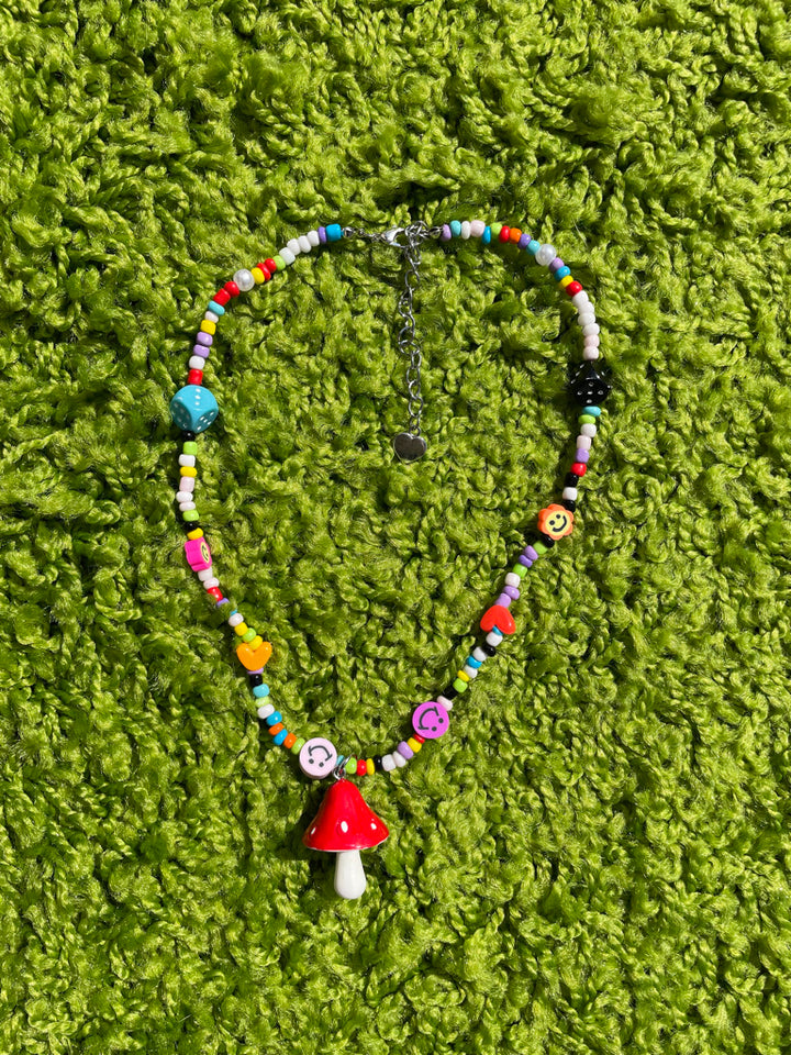 Mushroom Beaded Necklace