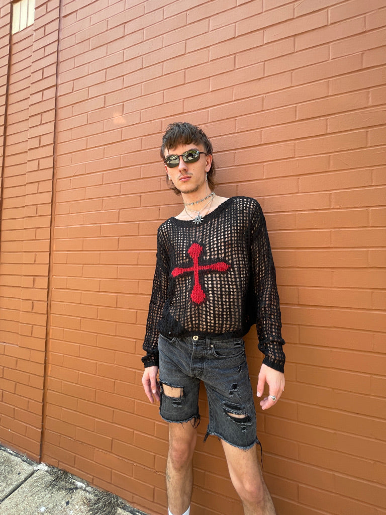 Corpus Red Cross Gothic Knit Sweater