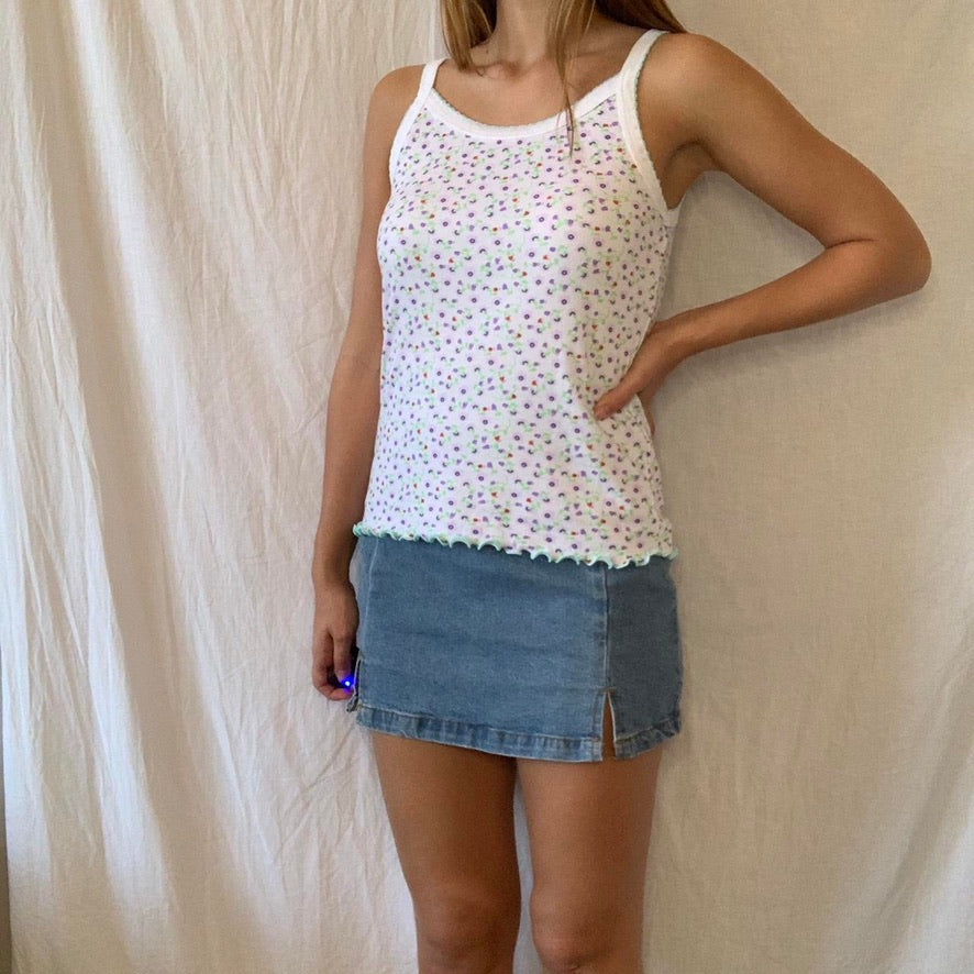 Floral Purple & Green Cami Tank Top