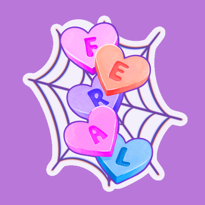 Feral Conversation Hearts Sticker