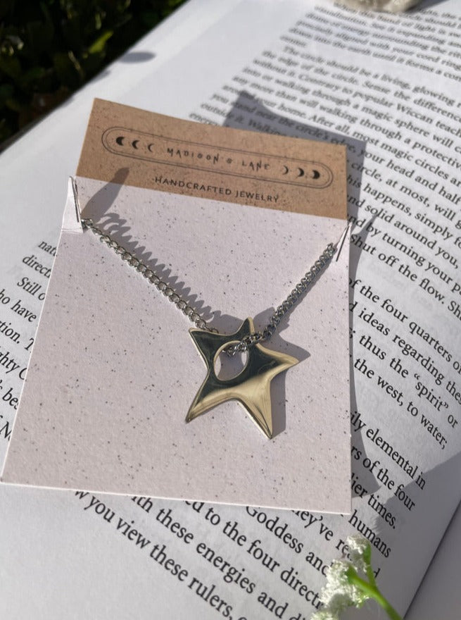 Large Star Silver Chain Necklace