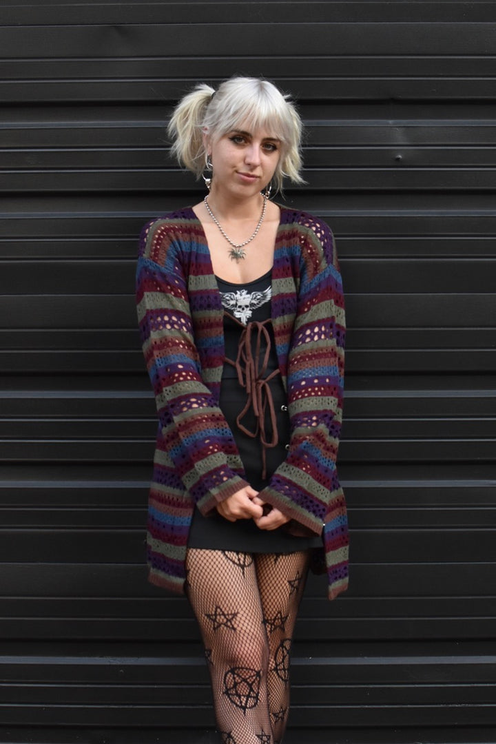 Faye Striped Double Front Tie Cardigan