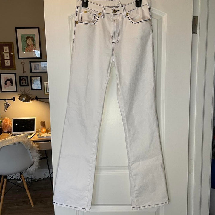 White High Waisted Carpenter Pants