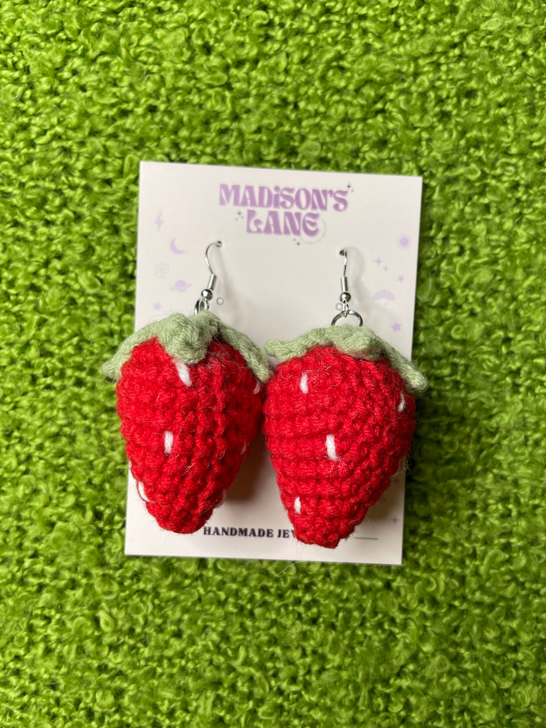 Knitted Strawberry Earrings