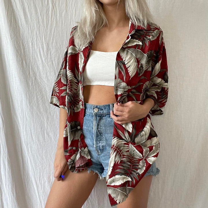 Palm Tree Vacation Button Up Shirt