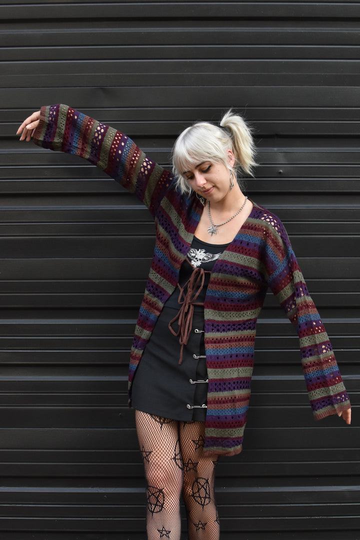 Faye Striped Double Front Tie Cardigan
