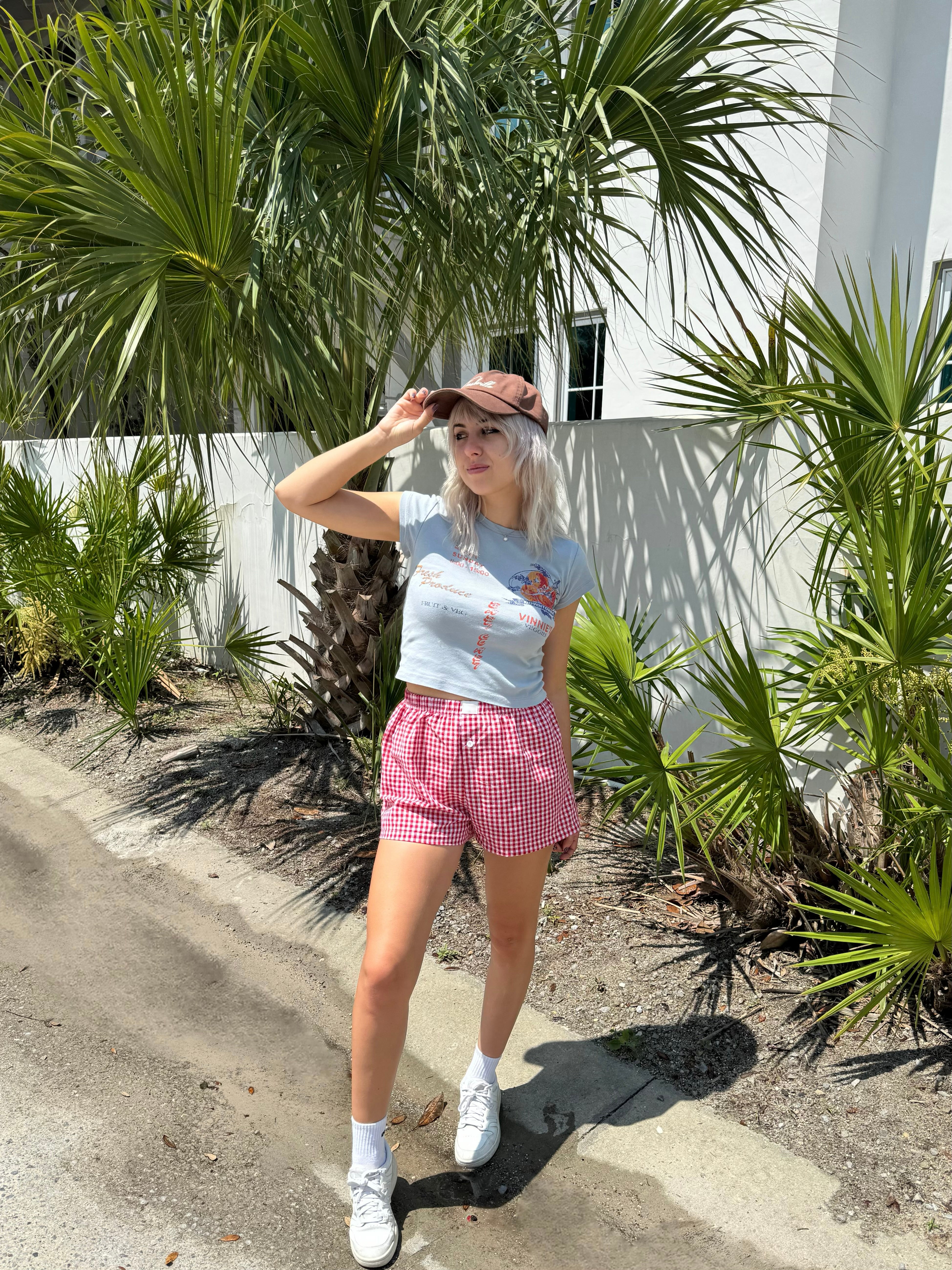 ショートパンツ RONRON RIBBON STRING SHORTS GINGHAM RED RIBBON STRING SHORTS GINGHAM RED - RONRON 론론