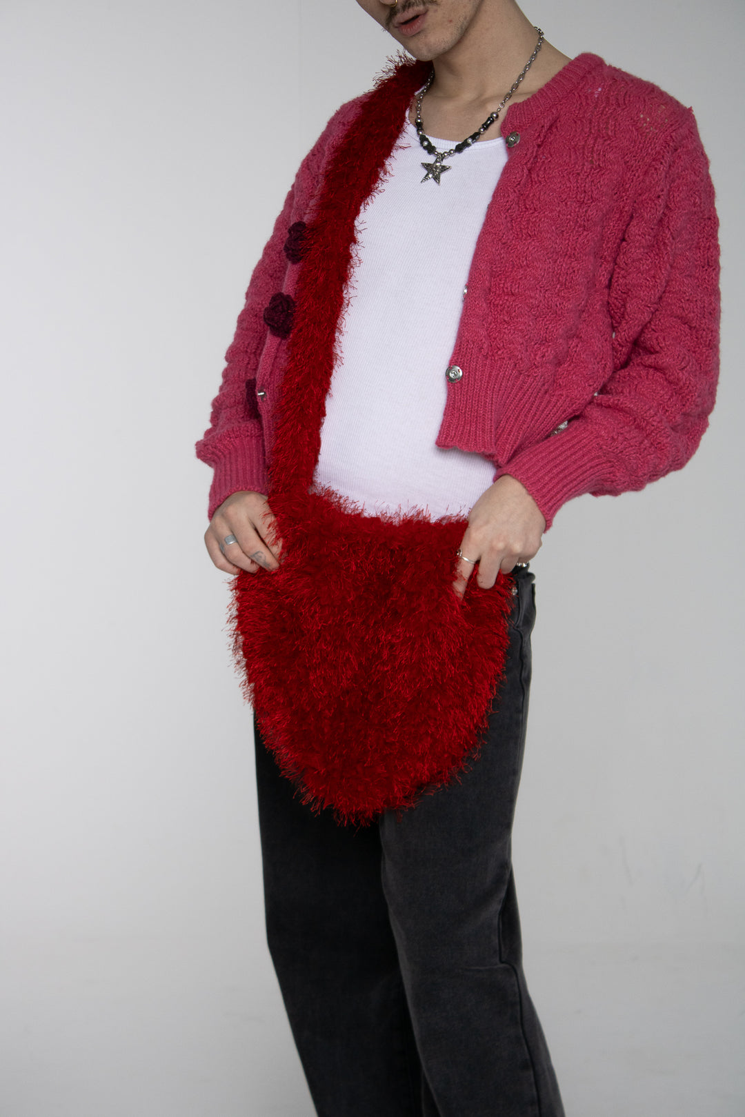 Plush Red Heart Crossbody Bag