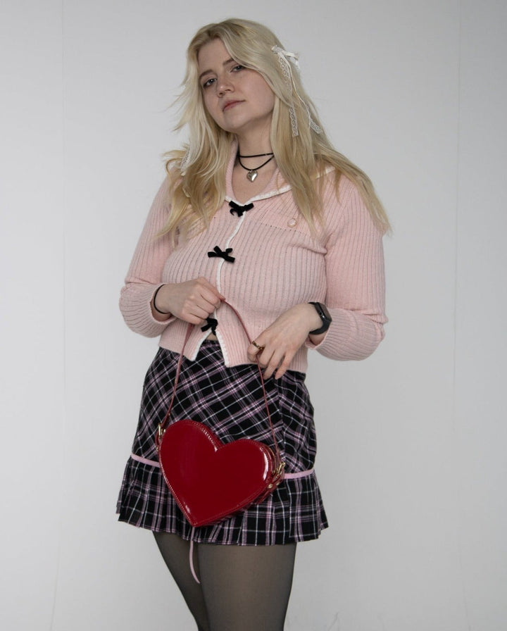 Orchid Pink Bow Tie Front Long Sleeve Sweater