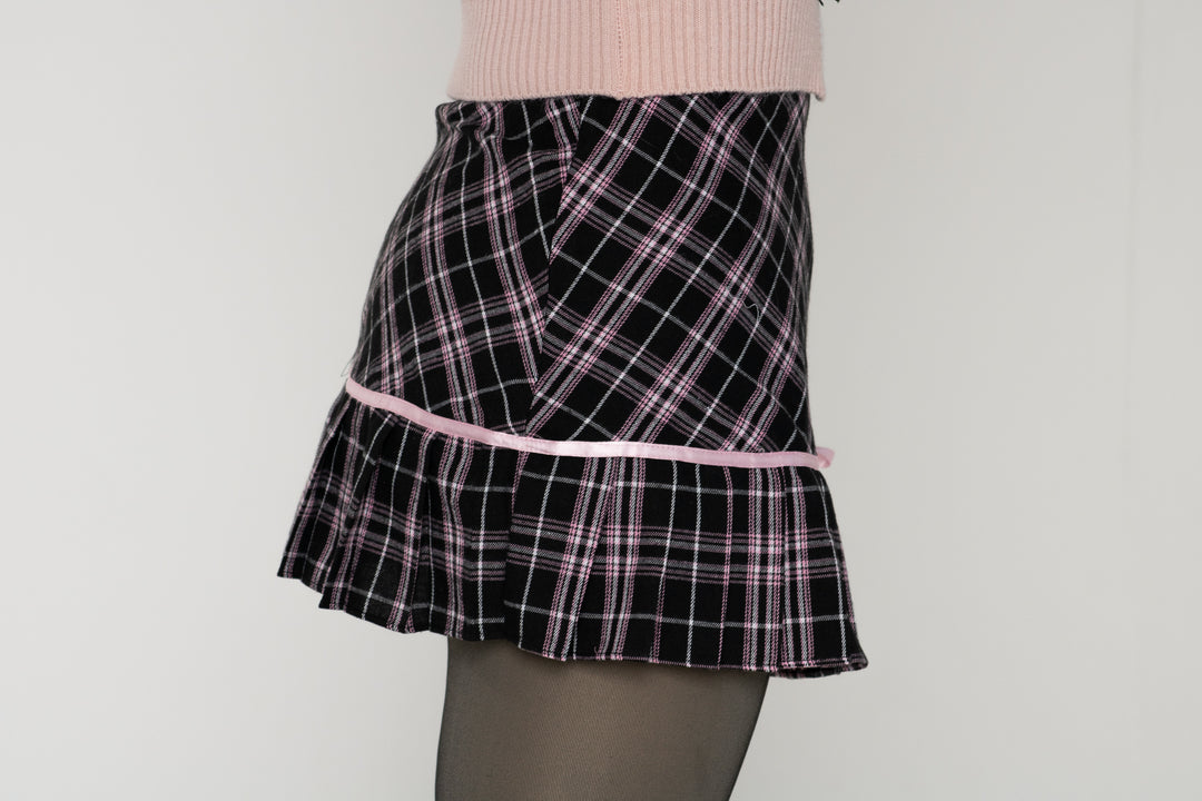 Nati Plaid Bowknot Mini Skirt