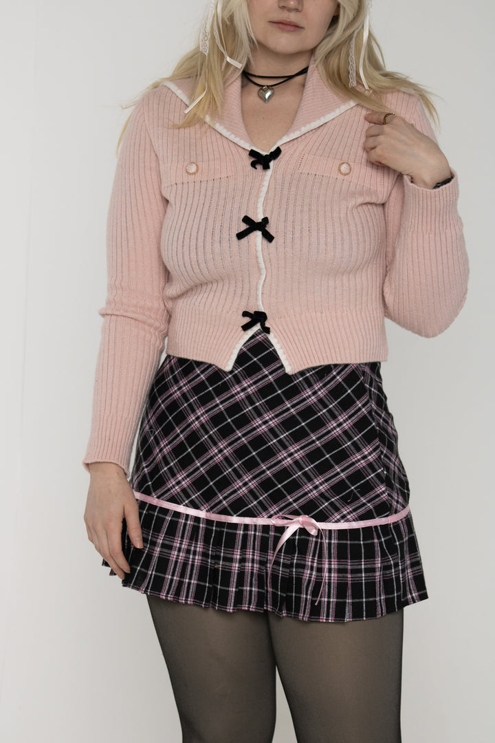 Nati Plaid Bowknot Mini Skirt