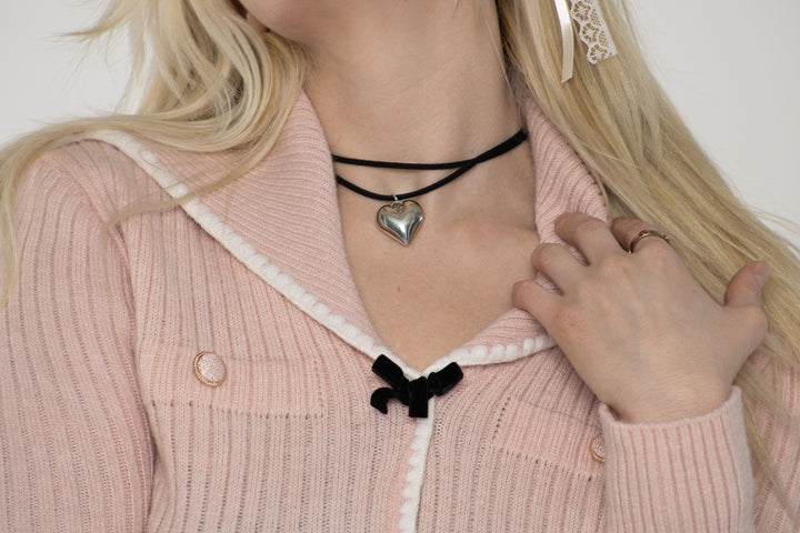 Silver Heart Cord Necklace