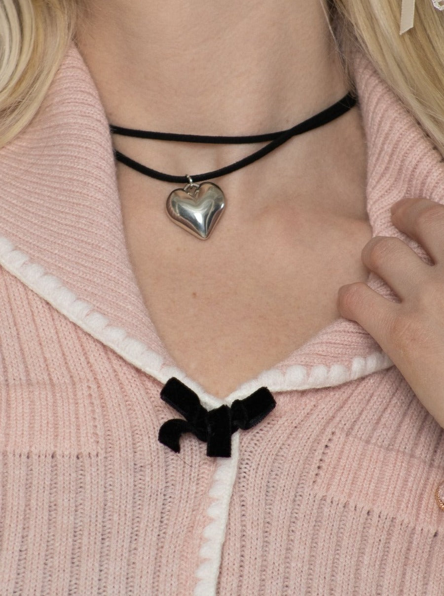 Silver Heart Cord Necklace