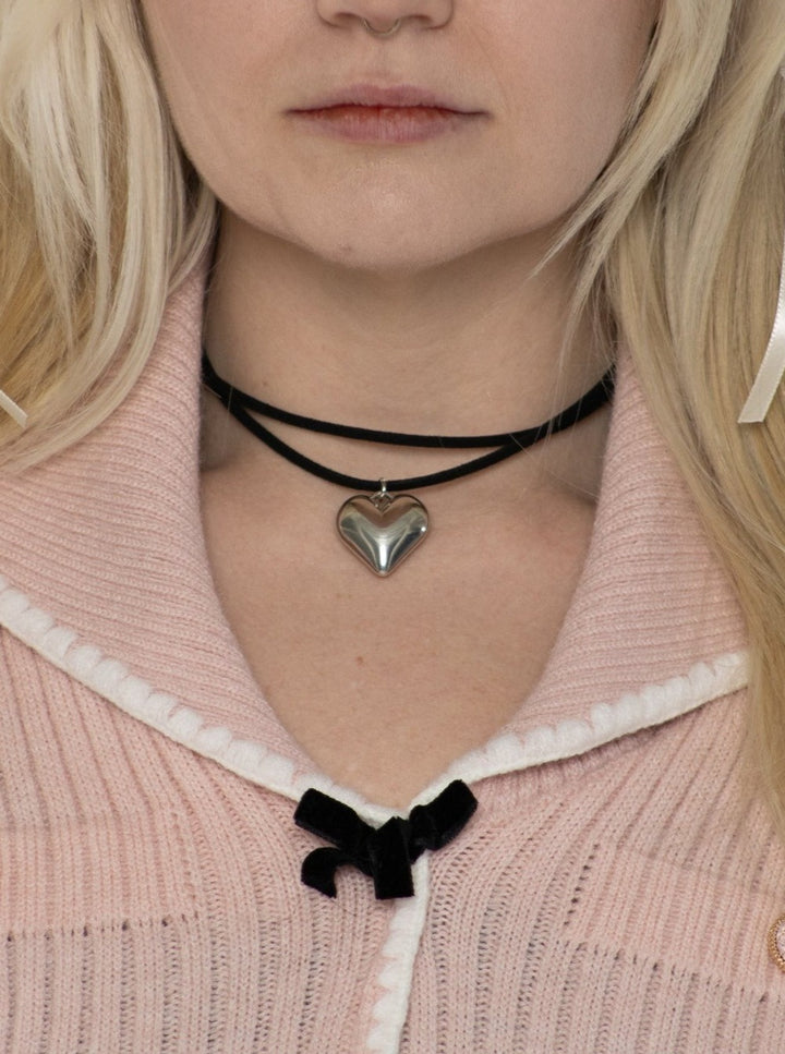 Silver Heart Cord Necklace