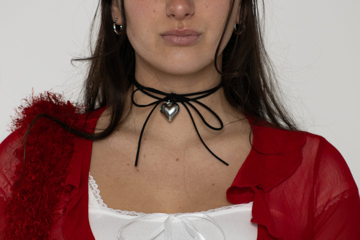 Silver Heart Cord Necklace