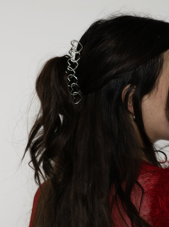 Heart Silver Claw Clip