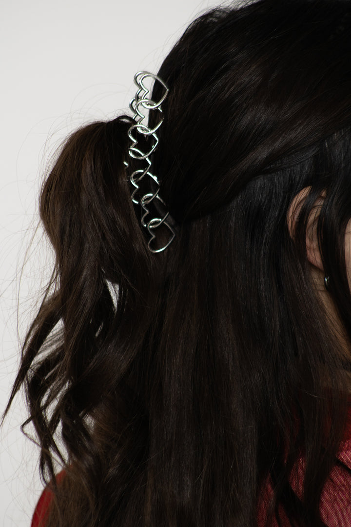 Heart Silver Claw Clip