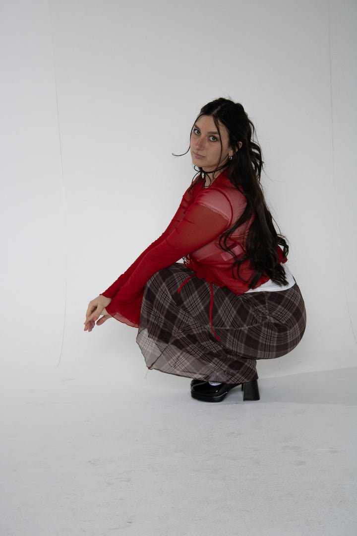 Love Witch Sheer Lace Cardigan Top - Red