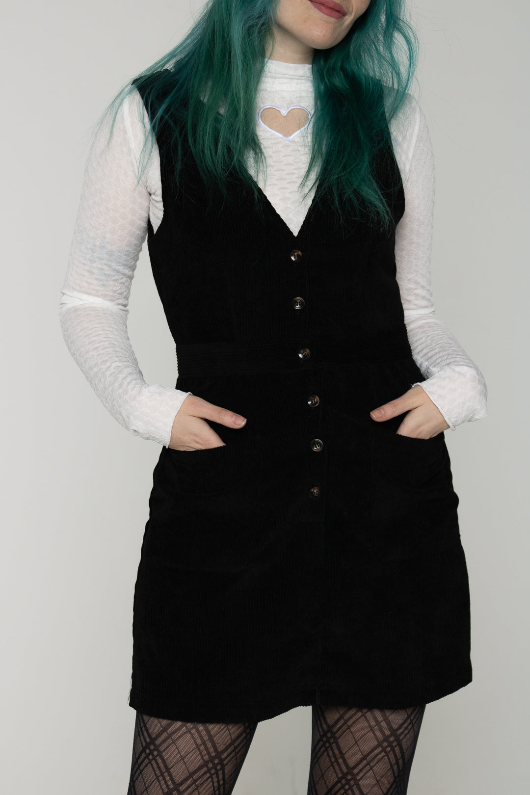 Temperance Front Button Up Corduroy Skirtall Mini Dress