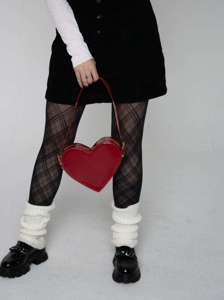 Patent Leather Red Heart Shoulder Bag