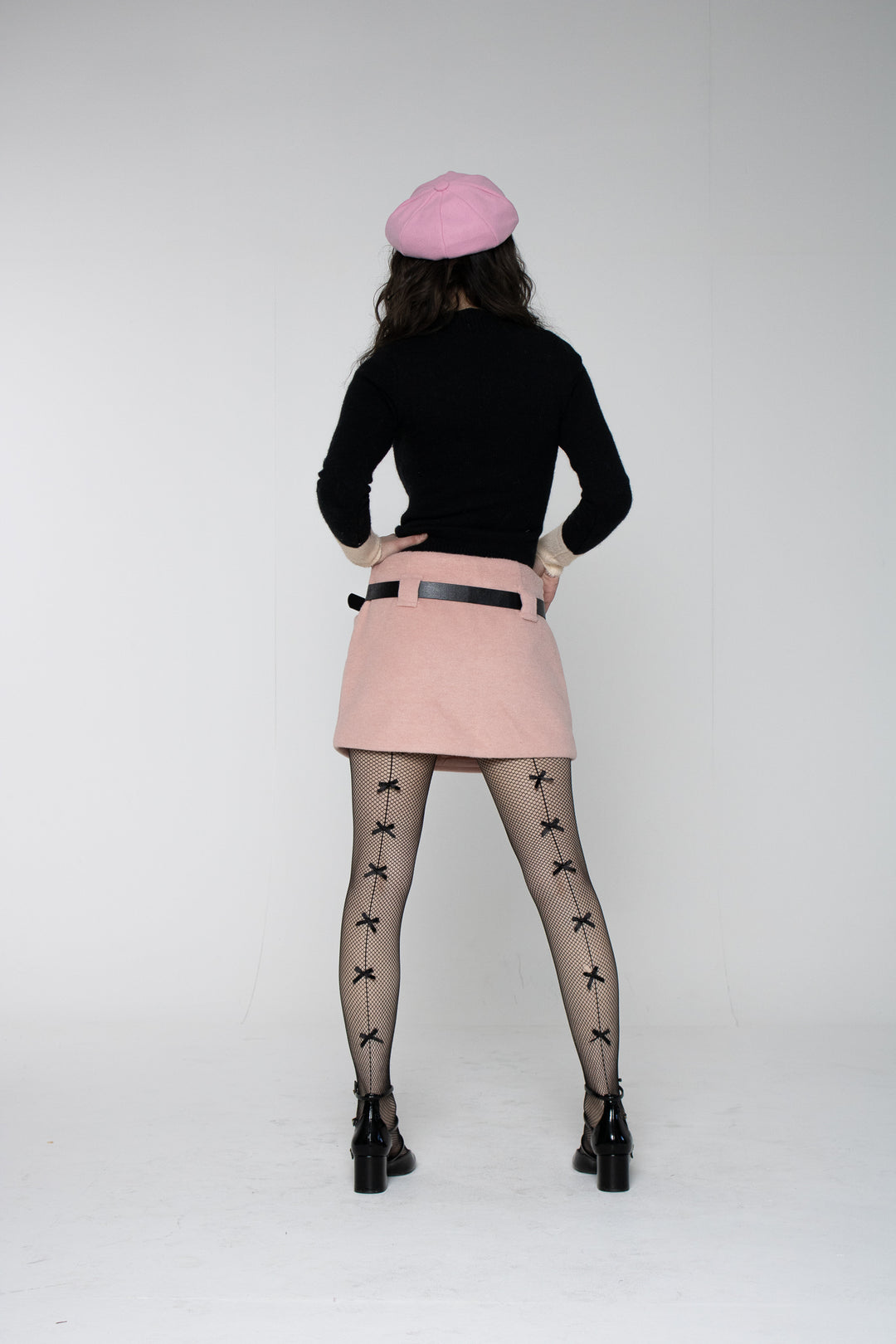 Baby Pink Wool Blend Mini Skirt