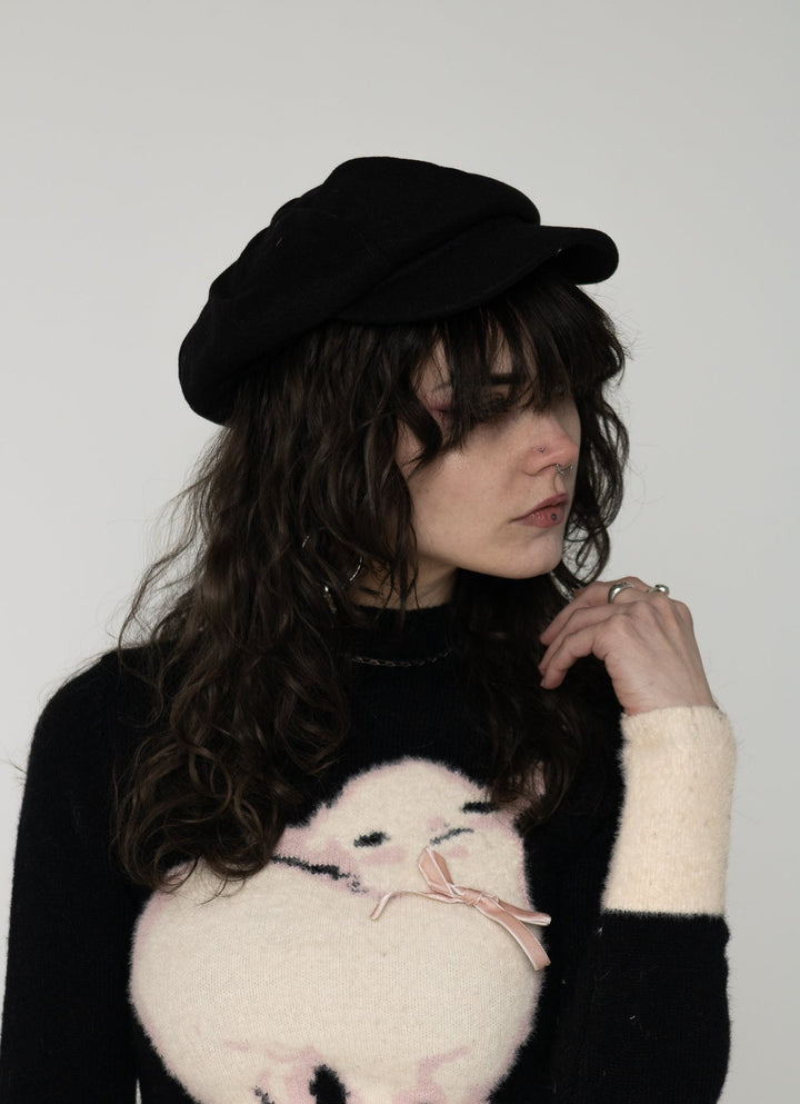 Black Cabbie Newsboy Hat