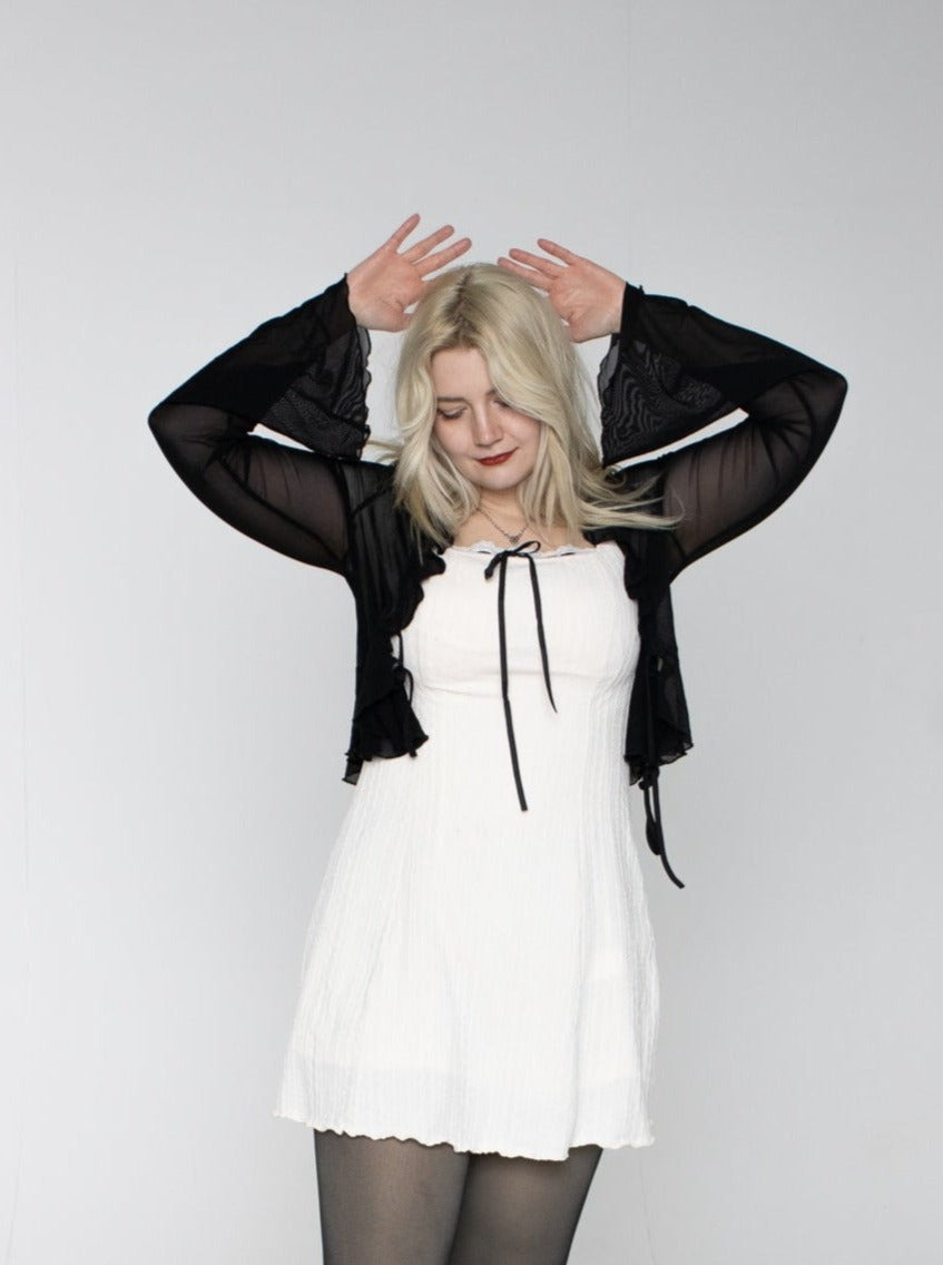 Love Witch Sheer Lace Cardigan Top Black