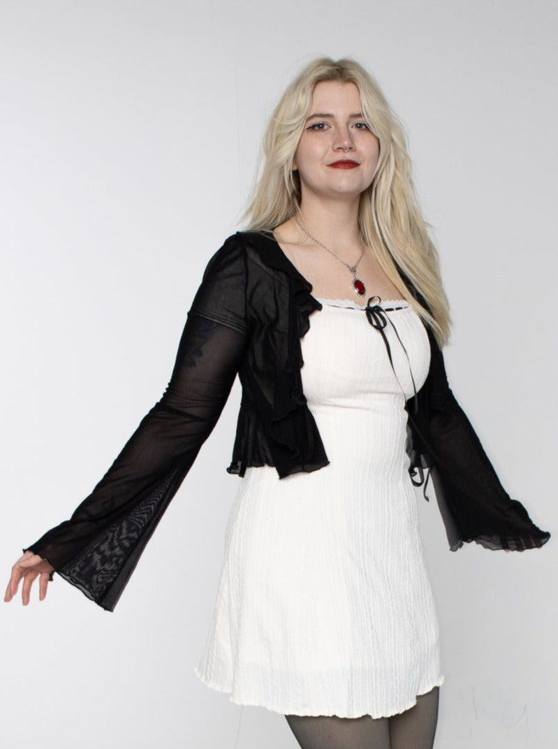 Love Witch Sheer Lace Cardigan Top - Black