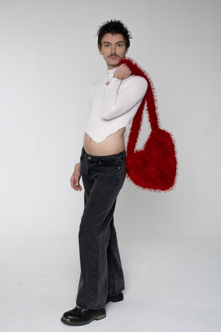 Plush Red Heart Crossbody Bag