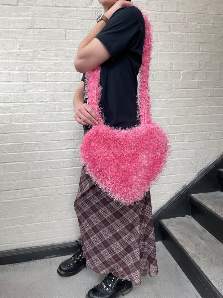 Plush Prink Heart Crossbody Bag