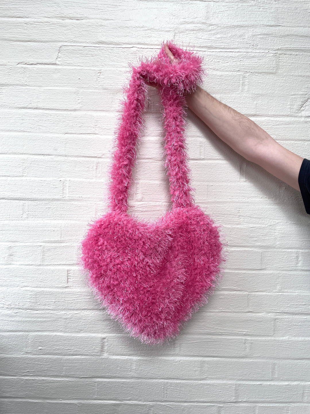 Plush Prink Heart Crossbody Bag