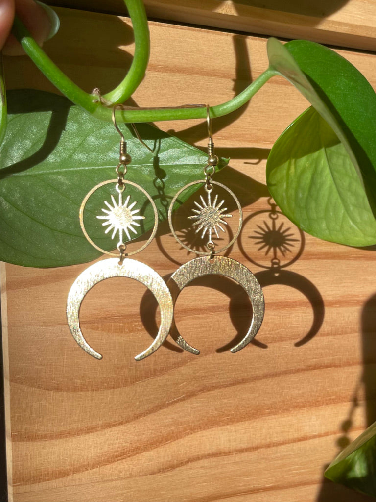 Crescent Moon & Sun Earrings