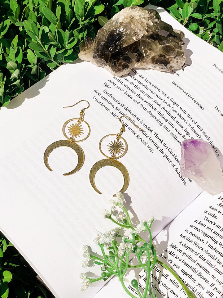 Crescent Moon & Sun Earrings